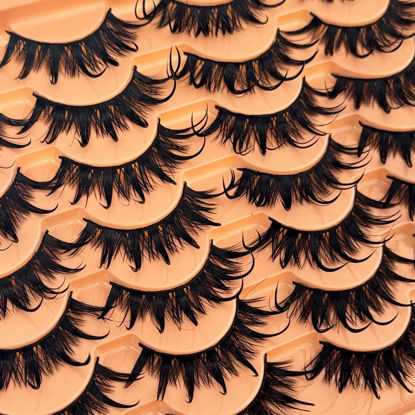 Picture of Wispy Lashes Cat Eye Yasnai False Eyelashes Volume Lashes Fake Lashes Natural Eyelashes 14 Pairs Pack