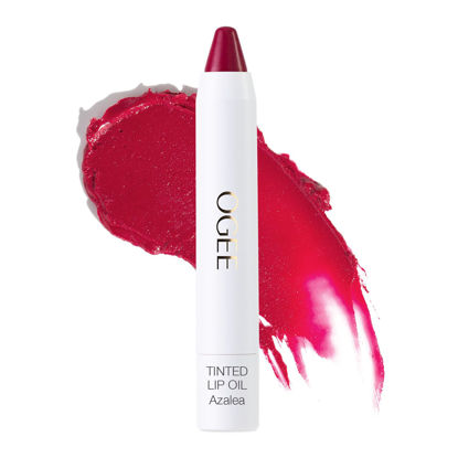Picture of Ogee Tinted Sculpted Lip Oil - Lip Stain Made with 100% Organic Coconut Oil, Jojoba Oil, and Vitamin E - Best as Lip Balm, Lip Color or Lip Treatment - AZALEA