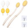 Picture of LFJ 19" Long Handle Shower Sponge Brush Set, 3 in 1 Body Brush, Bath Sponge and Lotion Applicator Improved Skin Health, Suitable for Men and Women (White Brush-2P)