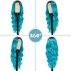 Picture of NAYOO Long Ombre Bluish Green Wavy Wig for Women 26 Inch Middle Part Curly Wavy Wig Natural Looking Synthetic Heat Resistant Fiber Wig for Daily Party Use (Ombre Bluish Green)