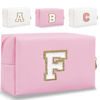 Picture of HENGNI Small Personalized Letter Makeup Bag, Cute PU Leather Chenille Letters Cosmetic Bag Travel Makeup Bag, Preppy Makeup Pouch Travel Organizer Zipper Pouch Organizer for Women and Girls(Pink-F)