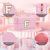 Picture of HENGNI Small Personalized Letter Makeup Bag, Cute PU Leather Chenille Letters Cosmetic Bag Travel Makeup Bag, Preppy Makeup Pouch Travel Organizer Zipper Pouch Organizer for Women and Girls(Pink-F)