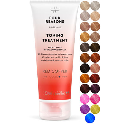 Picture of Four Reasons Color Mask - Red Copper - (27 Colors) Toning Treatment, Color Depositing Conditioner, Tone & Enhance Color-Treated Hair - Semi Permanent Hair Dye, Vegan and Cruelty-Free, 6.76 fl oz