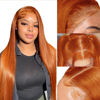 Picture of Ginger Orange Lace Front Wigs Human Hair Colored Straight Lace Front Wig 13x4 Hd Frontal Wigs Human Hair Pre Plucked With Baby Hair Ginger Wig Human Hair Lace Front Wigs for Women 150% Density 18Inch