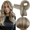 Picture of Full Shine Sew In Hair Extensions Real Human Hair Color Ash Blonde Mix Platinum Blonde Human Hair Bundles Weft Hair Extensions Human Hair Sew In Extensions Remy Straight Hair Weft 16 Inch 105G