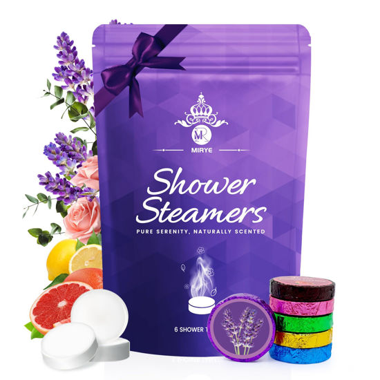 Picture of MR MIRYE Shower Steamers Aromatherapy, 6 Packs Natural Shower Bombs with Essential Oil, Birthday Valentines Day Gifts for Women Men Girlfriend Mom