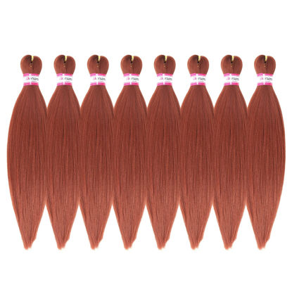 Picture of Ginger Braiding Hair Pre Stretched 16 Inch 8 Packs Braiding Hair Extensions for Crochet Box Braids Twists Locs Hair Itch Free Soft Yaki Texture Hot Water Setting (16inch,#350)