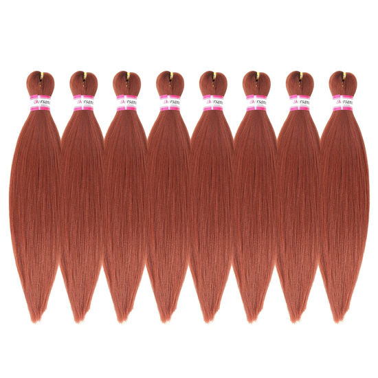Picture of Ginger Braiding Hair Pre Stretched 16 Inch 8 Packs Braiding Hair Extensions for Crochet Box Braids Twists Locs Hair Itch Free Soft Yaki Texture Hot Water Setting (16inch,#350)