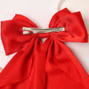 Picture of Furling Pompoms Hair Bows Clips for Women Large Bow Clips for Girls Satin Long Tails with Alligator Clips Big Hair Bow Hair Accessories (Red White)