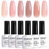 Picture of RARJSM Nude Gel Polish Set Jelly Pink Collection of 6 Transparent Natural Colors Sheer Pink Milky Mavue Purple Light Brown French Manicure LED UV Gel Nail Polish Soak Off Curing Requires Home Salon