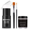 Picture of BOBISUKA White Face Paint Stick + Setting Powder+ 2 Paintbrushes Set, Clown Makeup Body Paint Eye Black Sticks for Sports, White Painting Kit for Halloween Skeleton Skull Special Effects SFX