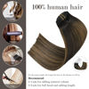 Picture of Honsoo Real Human Hair Clip In Hair Extensions Dark Brown to Chestnut Brown 7pcs 70g 15in Silky Straight Double Weft No Shedding Hair For Full Head