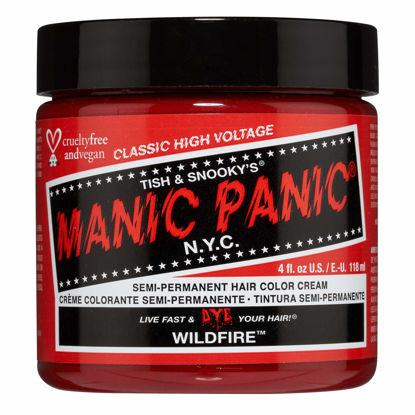 Picture of MANIC PANIC Wildfire Red Hair Dye - Classic High Voltage - Semi Permanent Hair Color - Reddish Orange Shade - Glows in Blacklight - For Dark & Light Hair - Vegan, PPD & Ammonia Free - Hair Coloring