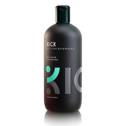 Picture of Kick Mens Shampoo - Sulfate-Free, Peppermint and Tea Tree Shampoo - Natural Botanicals for Anti Dandruff Control - Refreshes Scalp - Cruelty-Free 17oz