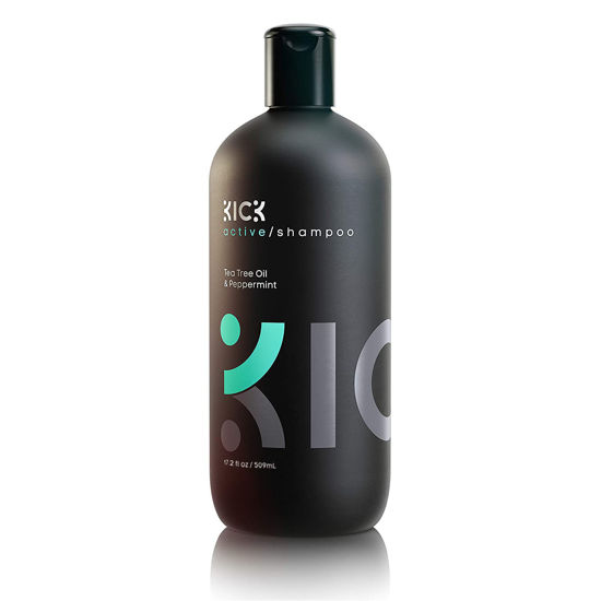 Picture of Kick Mens Shampoo - Sulfate-Free, Peppermint and Tea Tree Shampoo - Natural Botanicals for Anti Dandruff Control - Refreshes Scalp - Cruelty-Free 17oz