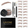 Picture of LAVONE Eyebrow Stamp Stencil Kit, Brow Stamp Trio Kit with Waterproof Eyebrow Pencil, Pomade, 20 Eyebrow Stencils, Dual-ended Eyebrow Brush and Sponge Applicator - Ash Blonde