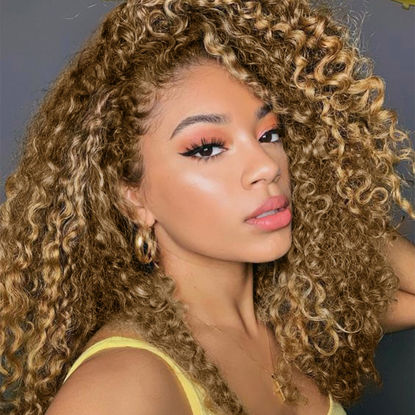 Picture of 7 Packs GoGo Curl Crochet Hair Short Curly Crochet Hair for Women Water Wave Beach Curl Deep Twist Crochet Braids Synthetic crochet Hair Extensions (10 Inch, #27)