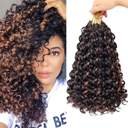 Picture of 7 Packs GoGo Curl Crochet Hair 12 Inch Short Curly Crochet Hair for Women Water Wave Beach Curl Deep Twist Crochet Braids Synthetic Braiding Hair Extensions (12 Inch, P30)