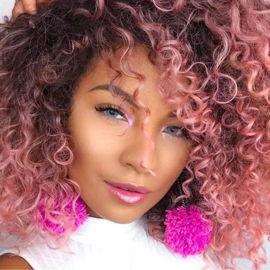 Picture of 7 Packs GoGo Curl Crochet Hair 10 Inch Short Curly Crochet Hair for Women Water Wave Beach Curl Deep Twist Crochet Braids Synthetic Braiding Hair Extensions (10 Inch, T1B/Pink)