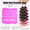 Picture of 7 Packs GoGo Curl Crochet Hair 10 Inch Short Curly Crochet Hair for Women Water Wave Beach Curl Deep Twist Crochet Braids Synthetic Braiding Hair Extensions (10 Inch, T1B/Pink)