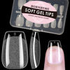 Picture of BORNBYME Short Coffin Soft Gel Nail Tips,120PCS Pre Buff Full Cover Shaped Nail Extenison Tips Half Matte Gel X Nail Tips Acrylic False Nail Tips