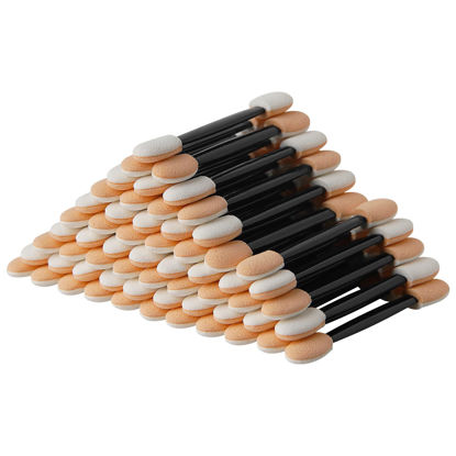 Picture of Cuttte Eyeshadow Applicators Makeup Brushes - 60PCS Disposable Eyeshadow Brush, Dual Sides Eye Shadow Applicator Sticks, 2.44 Inch Eye Makeup Tools, Black