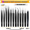 Picture of Antonki 12 Pack Precision Tweezers Set, Point and Slant Metal Tweezer Kits for Craft, Soldering, Jewelry, Ingrown Hair, Eyelash Extension, Eyebrow - with Case