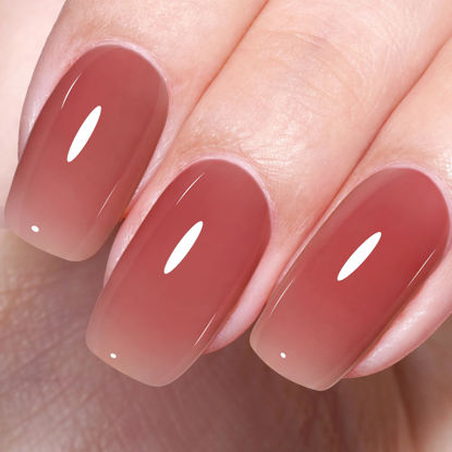 Picture of AILLSA Nude Gel Polish Twilight Red Jelly Gel Nail Polish Raspberry Color Translucent Gel Polish Long Lasting Sheer Wine Neutral Nails Soak Off U V Gel for Nail Art at Home Valentine Gift 0.51 Fl Oz