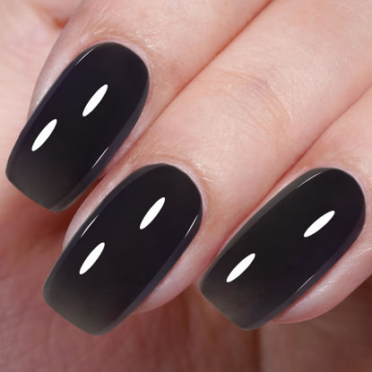 Picture of AILLSA Black Jelly Gel Nail Polish Forest Night Translucent Gel Polish Dark Color Sheer Gel Polish Long Lasting Ink Black Halloween Nails Soak Off U V Gel for Nail Art at Home 0.51 Oz GB133