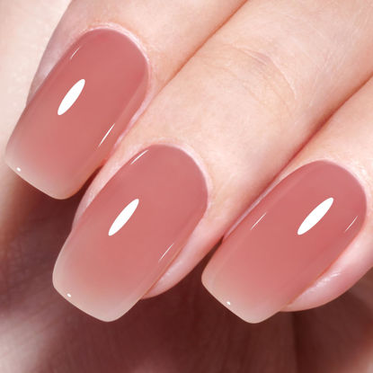 Picture of AILLSA Nude Gel Polish Tipsy Red Jelly Gel Nail Polish Sheer Neutral Color Translucent Gel Polish Long Lasting Blush Red Natural Nails Soak Off U V Gel for Nail Art at Home Valentine Gift 0.51 Oz ZD26