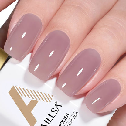 Picture of AILLSA Nude Gel Polish Crystal Violet Jelly Gel Nail Polish light Purple Translucent Gel Polish Long Lasting Sheer Neutral Color Nails Soak Off U V Gel for Nail Art at Home Valentine Gift 0.51 Oz GD62