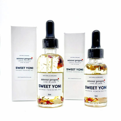 Picture of Amour Propre® Sweet Yoni - Sacred Feminine Oil | 1oz | Eliminates Odor, Restores PH Balance, Heals and soothes, Organic, Herbal Yoni Blend Made with Lavender, Rose & Chamomile Oils