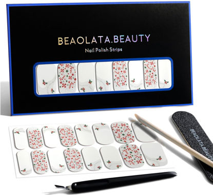 Picture of Beaolata Nail Polish Strips, 32 Nail Wraps, Nail Stickers, Gel Nail Strips, Easy Apply& Remove, Long Lasting, Salon Quality (Merry Christmas)
