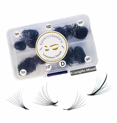 Picture of 1000 Premade volume fans Mixed 4 lengths 9-12 | 11-14 | 13-16 CC, D Curl Wispy Handmade eyelash extensions supplies Russian volume lash promade fan 4D 5D 6D 10D (9mm - 12mm, 5D - 0.07 - D)