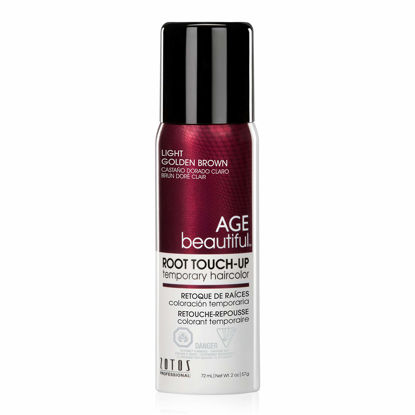 Picture of AGE beautiful Root Touch Up Hair Color Spray | Touch-Up Gray Concealer | Temporary Cover Up | Adds Volume & Covers Thinning Patches | Water, Sweat, Stain Resistant | Light Golden Brown | 2 Fl Oz