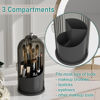 Picture of GAXmi Makeup Brush Holder with Lid Cosmetic Tools Organizer 360 Rotating Waterproof Dustproof Beauty Brushes Storage for Vanity, Black-Grey