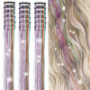 Picture of ZYXQZYX Hair Tinsel Kit Pack of 18 Pcs Hair Tinsel Clip in 19.6Inch Glitter Tinsel Hair Extensions Heat Resistant Clip in Hair Tinsel Sparkle Fairy Hair Accessories for Kids Girls Women (Colorful)