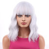 Picture of BERON 14 Inches Silver Wig Short Curly Wig Women Girl's Synthetic Wig Silver White Wig with Bangs Wig Cap Included