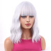 Picture of BERON 14 Inches Silver Wig Short Curly Wig Women Girl's Synthetic Wig Silver White Wig with Bangs Wig Cap Included