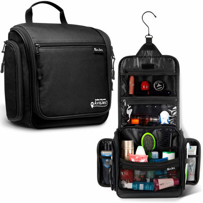 Picture of Travel Toiletry Bag for Men and Women - Large Hanging Toiletry Organizer - Waterproof Hygiene Bag with Metal XXL Swivel Hook, with YKK Zippers and 19 Compartments for Toiletries, Makeup, Cosmetics
