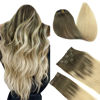 Picture of DOORES Hair Extensions Clip in Human Hair, Ash Brown to Platinum Blonde 150g 9pcs 14 Inch, Clip in Hair Extensions Human Hair Remy Clip in Hair Extensions Natural Hair Extensions Straight Thick Hair