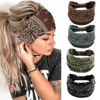 Picture of Huachi 4 Packs Thick Boho Stylish Floral Turban Wide Headbands for Women - Non Slip Hairbands for Hair, Sport, Workout, Yoga, Hair Accessories (Pack of 4)