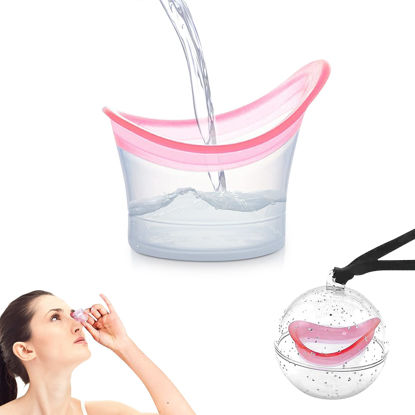 Picture of AXLOFO® Eye Wash Cup, Eye Wash Bath Kit (Eye Drop Guide/Wash Cup), Silicone Eye Cup for Effective Eye Cleansing, Soothing Tired Eyes (Pink-1)