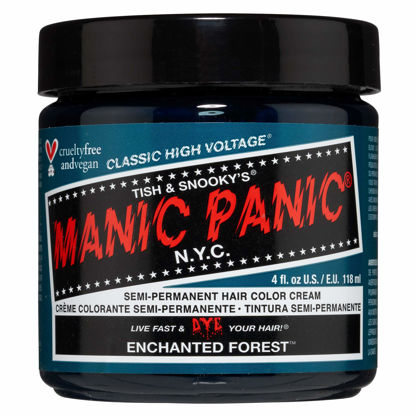 Picture of MANIC PANIC Enchanted Forest Green Hair Dye - Classic High Voltage - Semi Permanent Deep Teal Green Hair Color With Blue Undertones - Vegan, PPD & Ammonia Free (4oz)