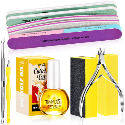 Picture of TsMADDTs Nail Buffers and Files, Nail Buffer Blocks, 2PCS Polishing Nail Buffers, Cuticle Nippers, Cuticle Pusher and Cuticle Oil