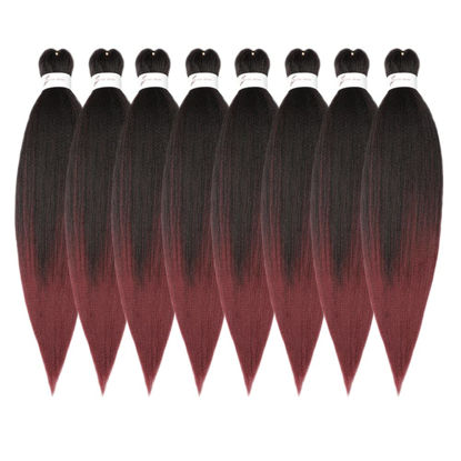 Picture of Braiding Hair 12 Inch 8 Packs Hair Extensions Professional Synthetic Braid Hair Crochet Braids, Soft Yaki Texture, Hot Water Setting Ombre Natural Black to Burgundy(12inch,#1B/Bug)