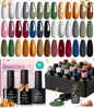 Picture of Beetles Winter Gel Nail Polish Set：23 Pcs Burgundy Brown Gold Nude Pink Black White Glitter Gel Polish Kit with Base Matte Glossy Top Coat Soak off UV Gel Nail Polish for Women