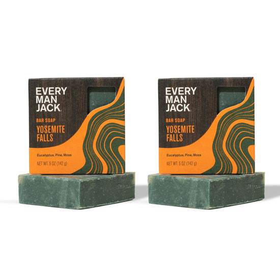 Picture of Every Man Jack Cold Plunge Mens Bar Soap - Yosemite Falls Scent with notes of Earthy Eucalyptus and Invigorating Pine - Deeply Cleans, Hydrates with Naturally Derived Ingredients - 5oz 2 Pack