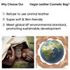 Picture of Wandering Nature Makeup Bag, Travel Make Up Organizer Cosmetic Brush Bags Case for Women in Vegan Leather, Sage Green, Patent Pending