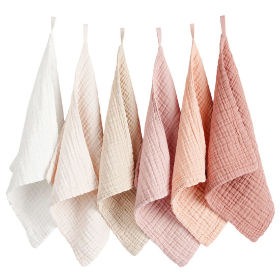 Picture of Konssy 6 Pack Face Cloths, Soft Wash Cloth for Washing Face, Cotton Face Towels for Sensitive Skin Women Facial Makeup Remover Reusable Absorbent Washcloths （11 x 11 Inch）